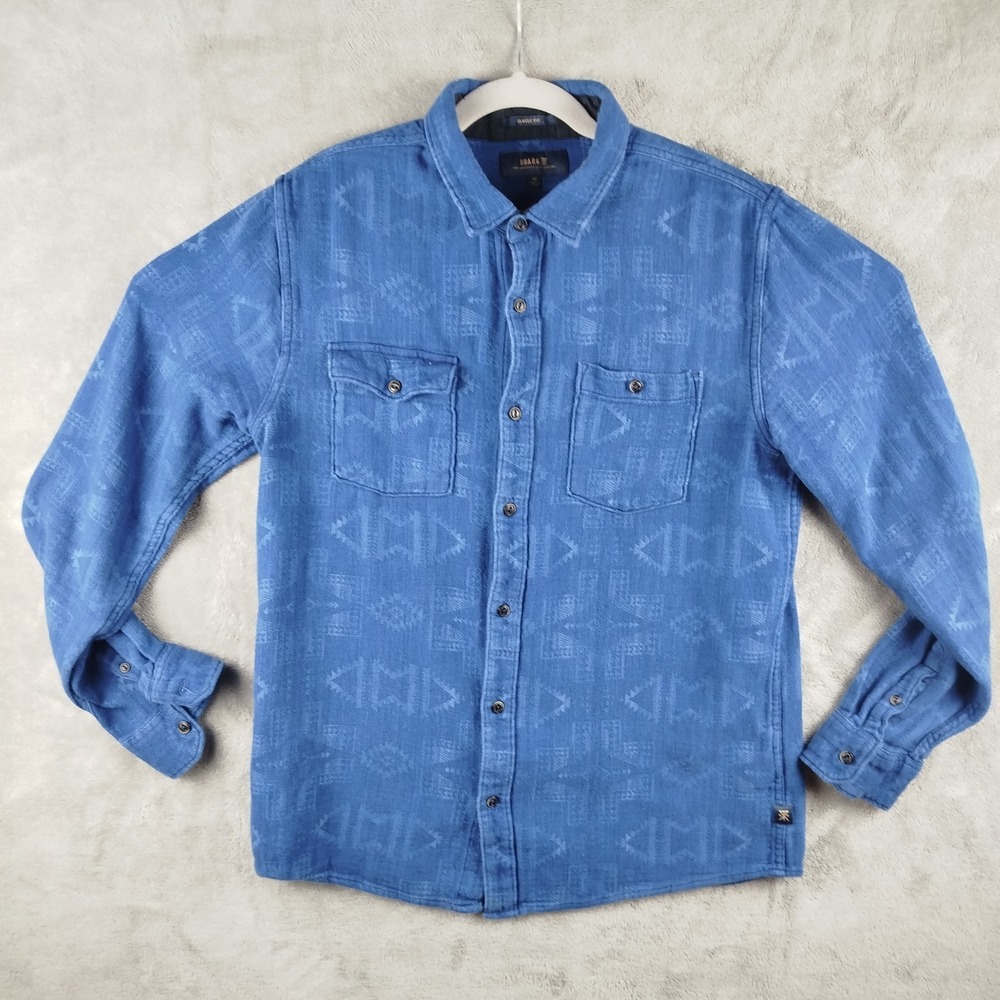 Roark Blue Aztec Native Pattern Flannel Shirt Men… - image 2